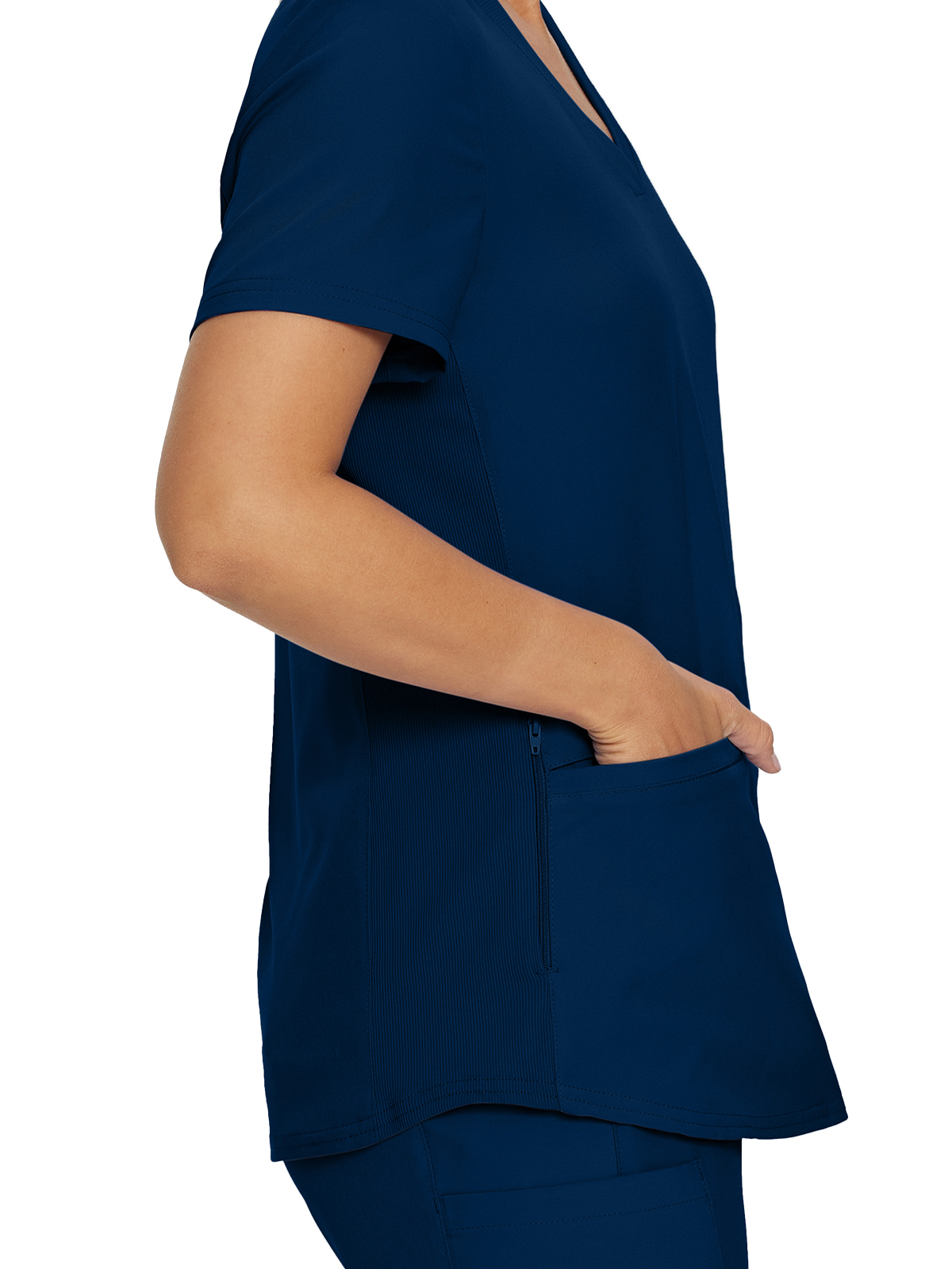 Landau - Forward - Women's Three-Pocket Rib-Knit Neckline V-Neck Top 3