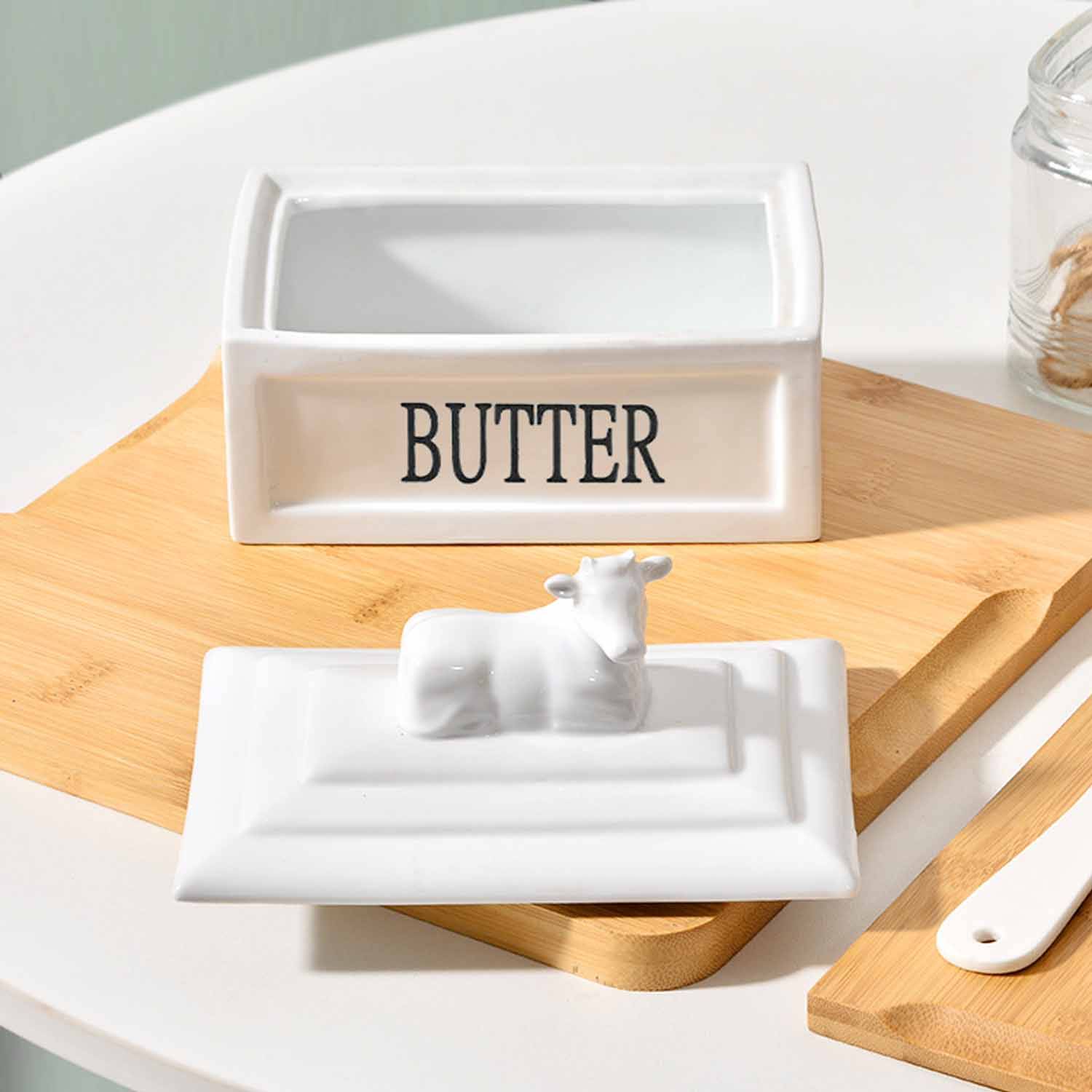 6OZ Ceramic butter cup with lid cheese sealed box 2