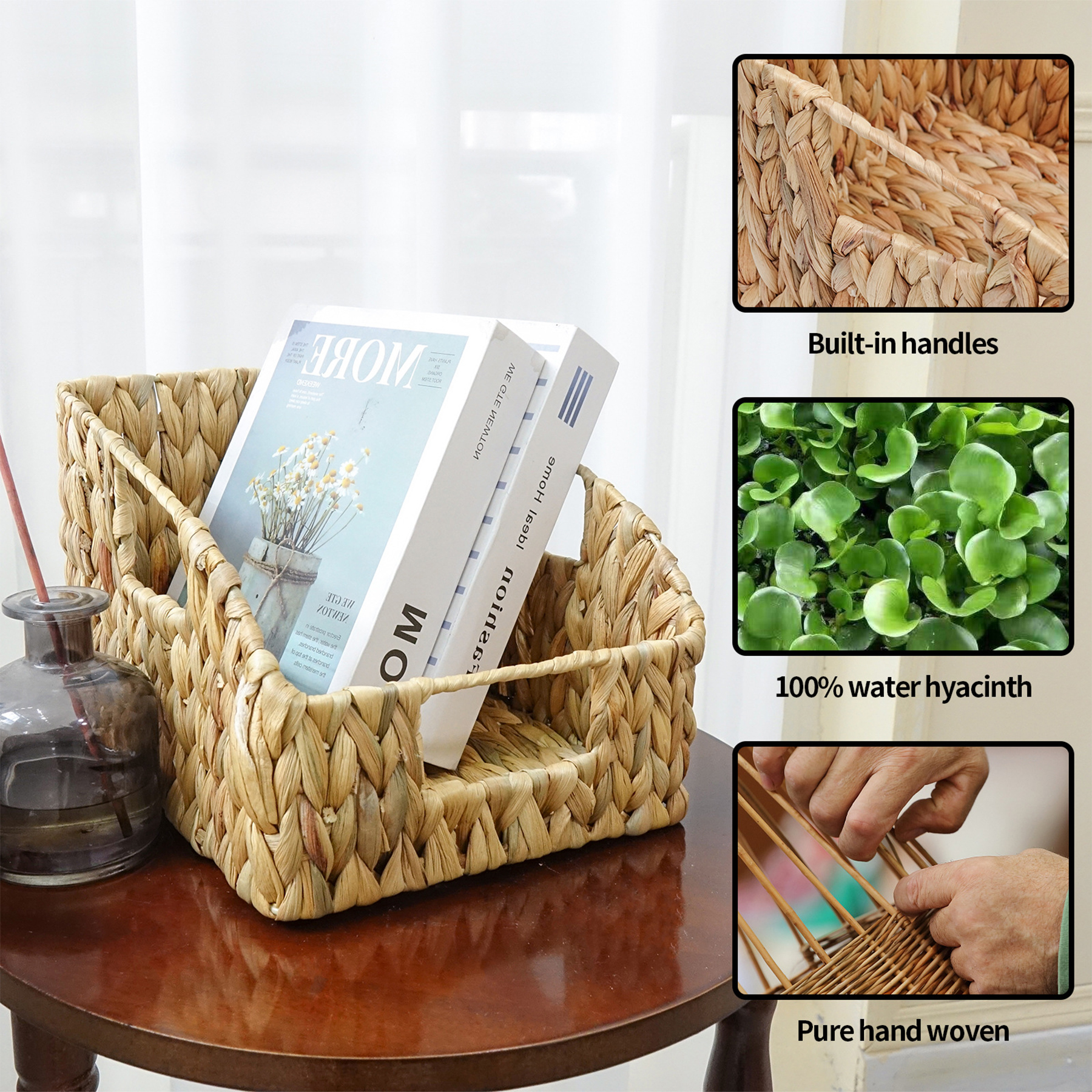 2 Set Hand-Woven Baskets with Handles 6