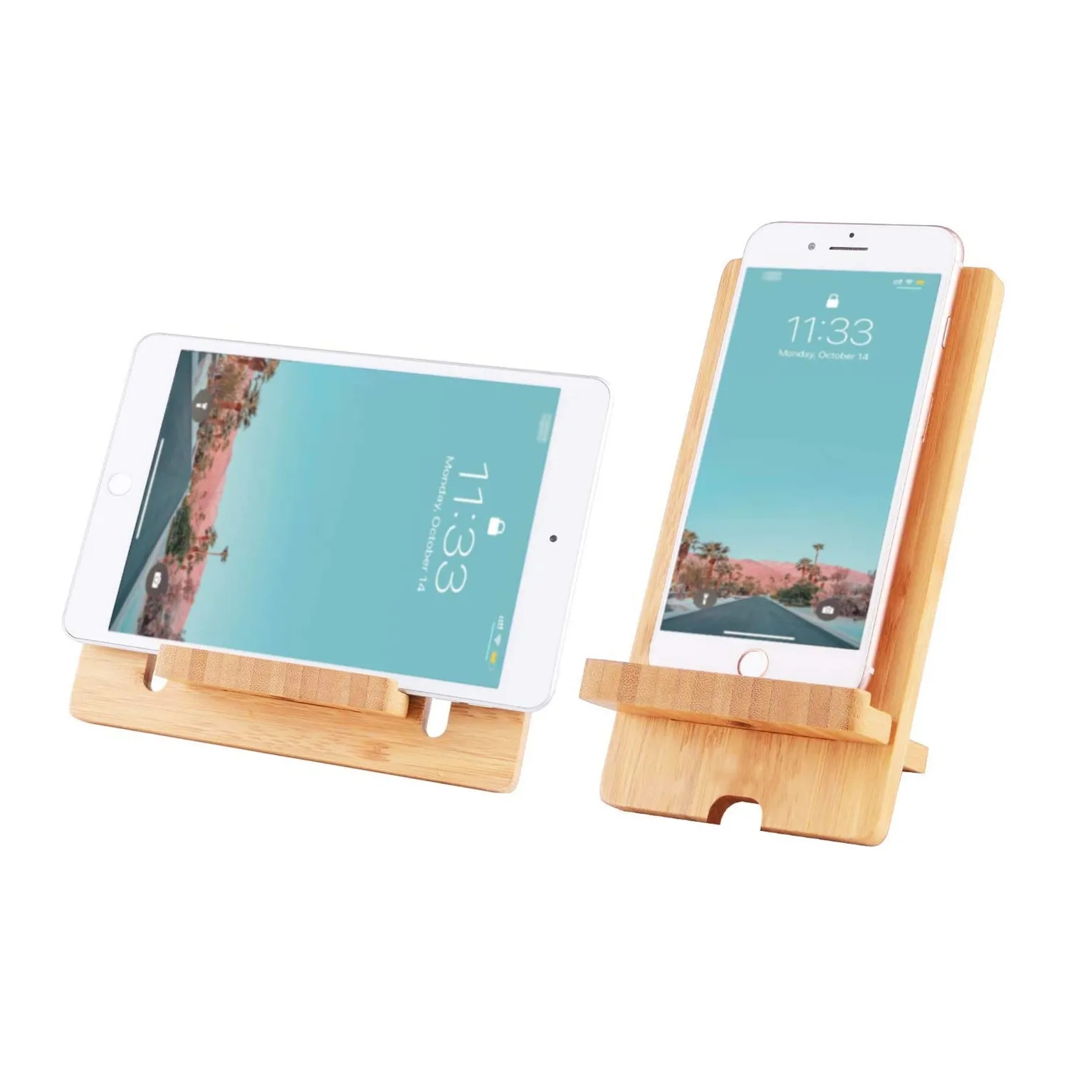 2 in 1 Natural Bamboo Cell Phone Stand 5