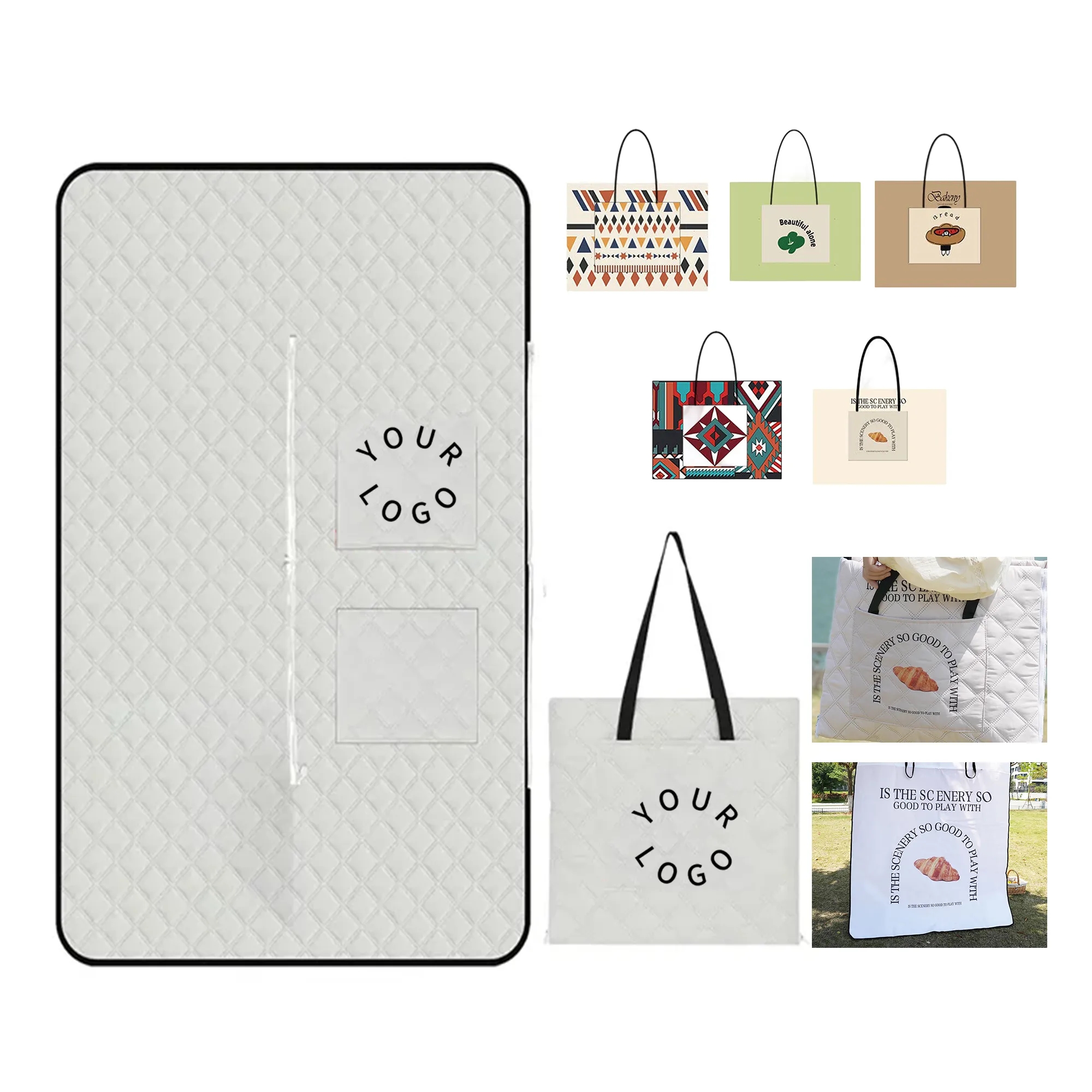 MOQ 50 Thickened Portable Picnic Tote Bag 7