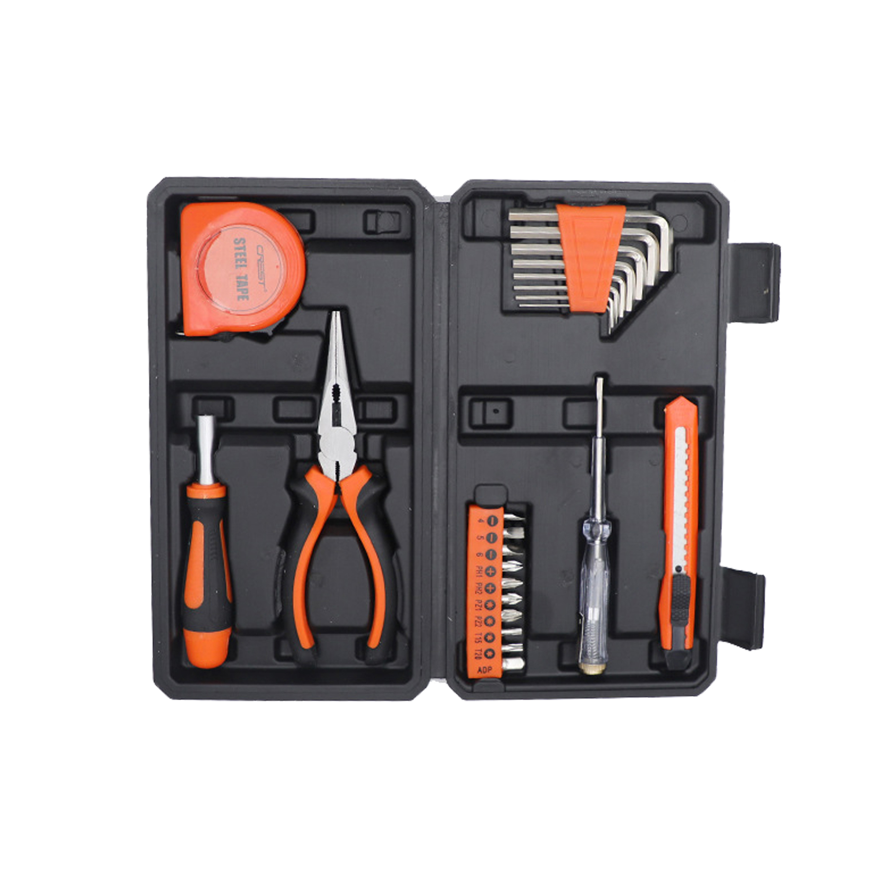HandyPro 23pc Household Tool Set with Hex Wrench, Utility Knife, and Tape Measure 12