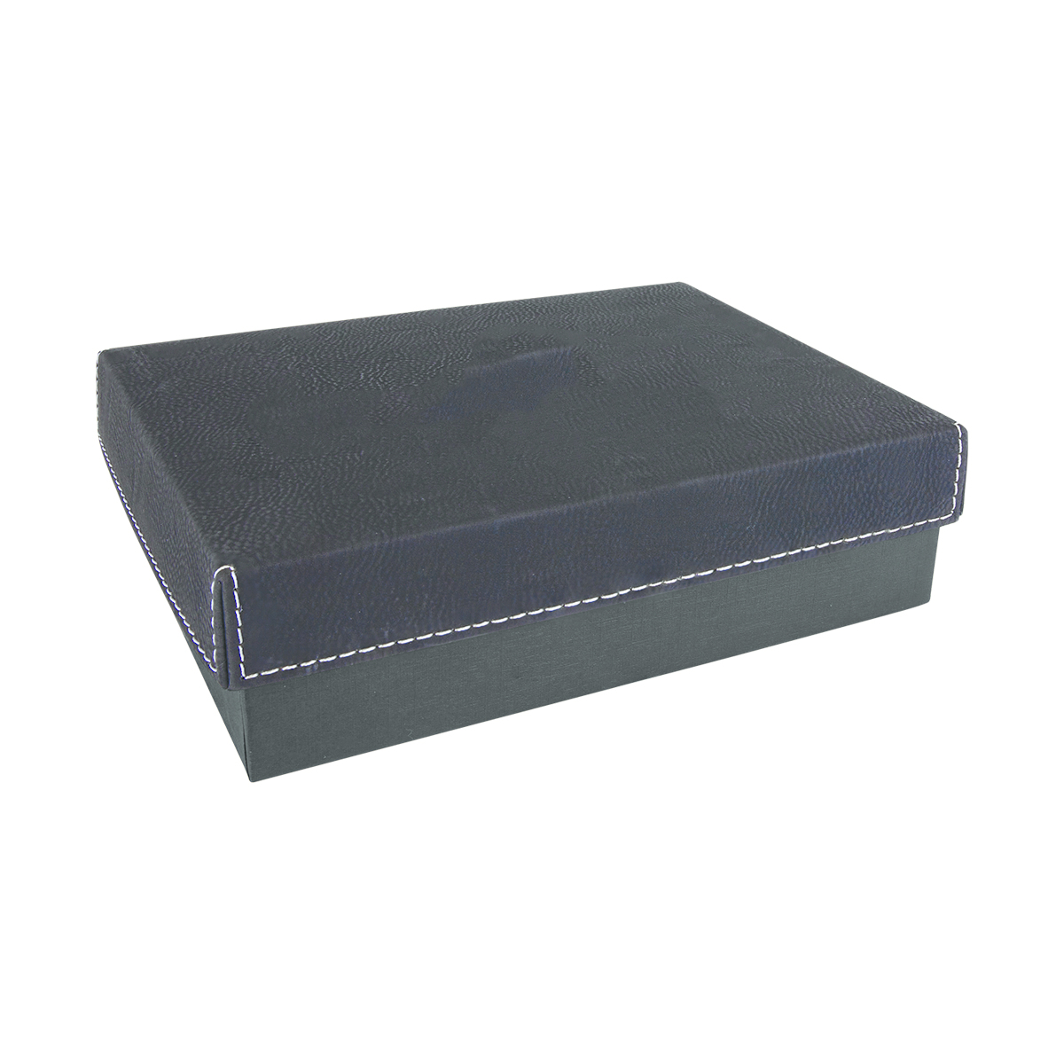 7 3/8" x 5 3/4" Black/Silver Leatherette Gift Box 2
