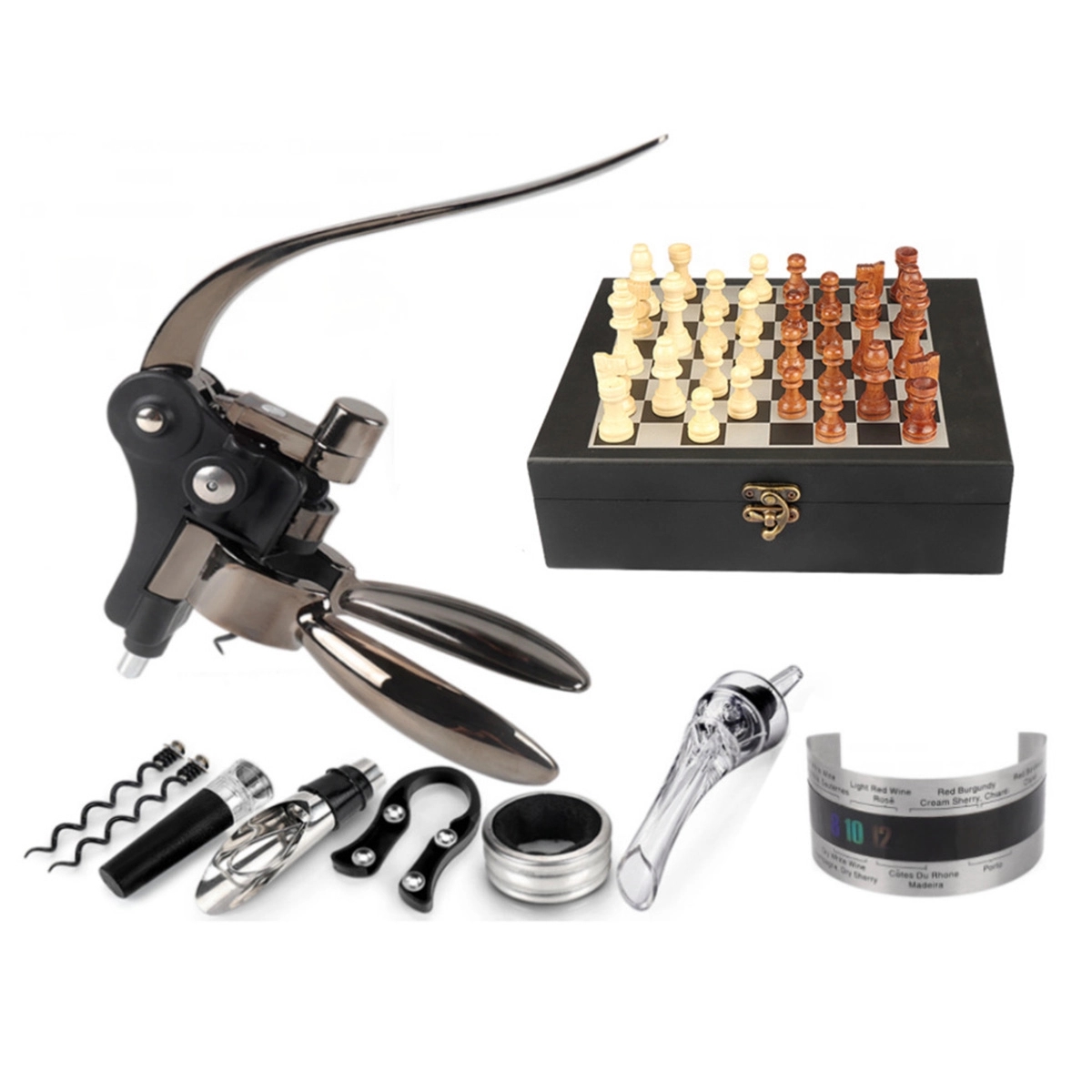 Custom Wooden Box Wine Accessories With Chess Set 7
