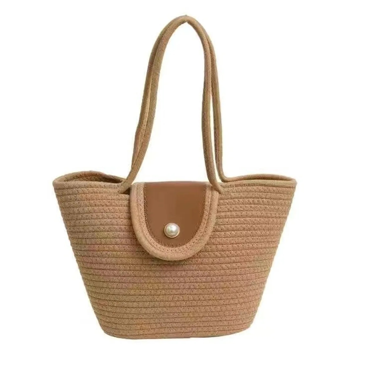 Straw Beach Tote Bags for Women, custom tote bag with logo imprint 3
