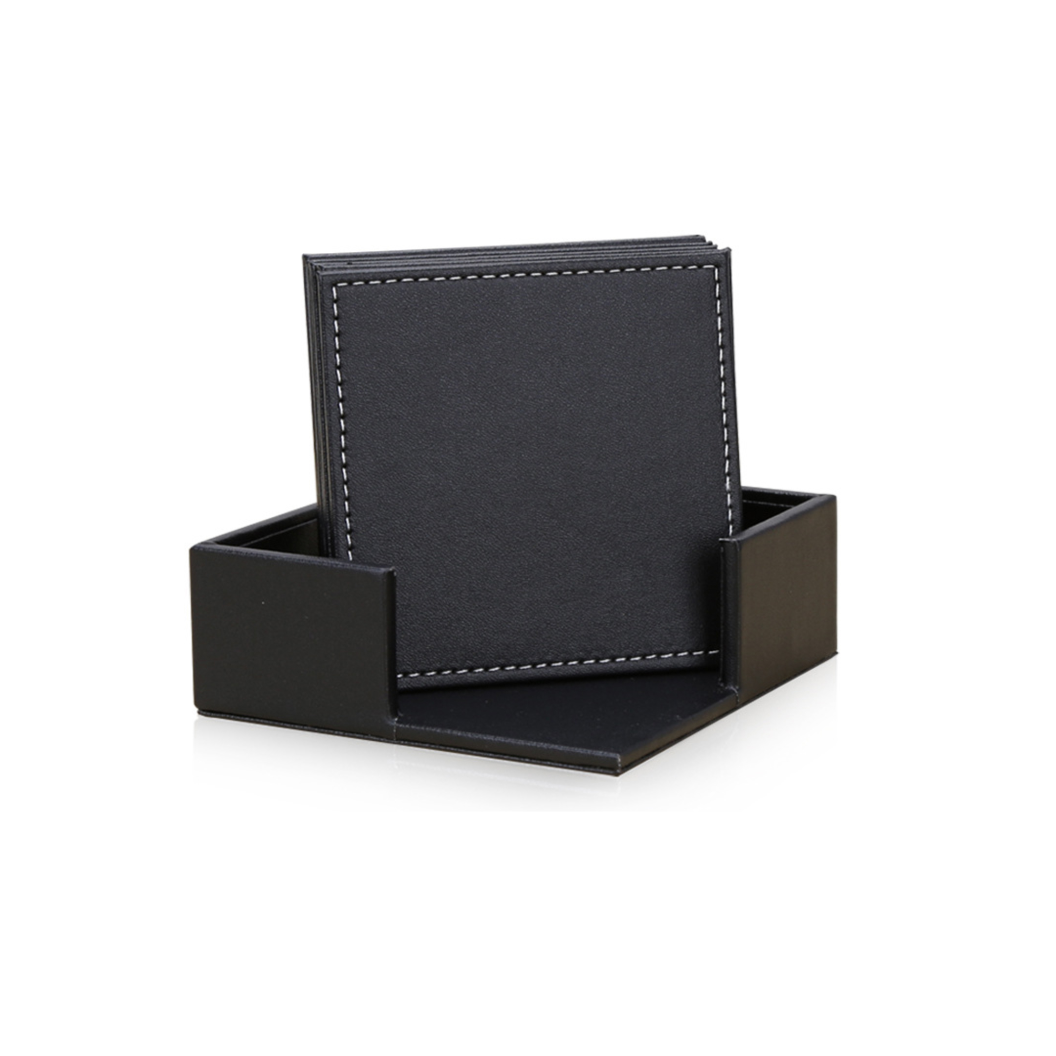 6pcs Square Shaped Leather Coaster Set with Holder 5