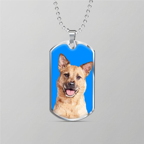 Single-Sided Dog Tag Pendant w/ Long Chain 2
