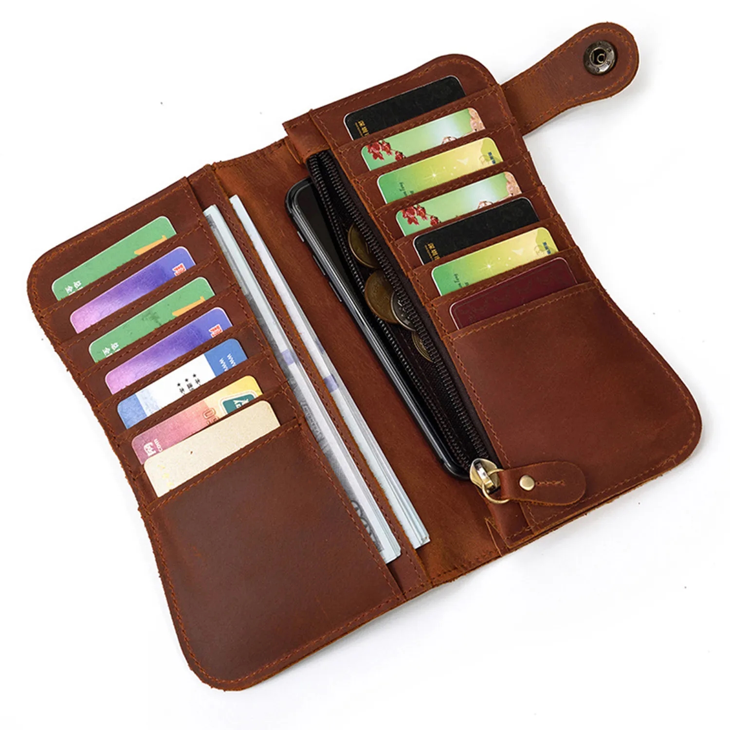 Embossed Dragon Pattern Multi Clip Leather Wallet 8