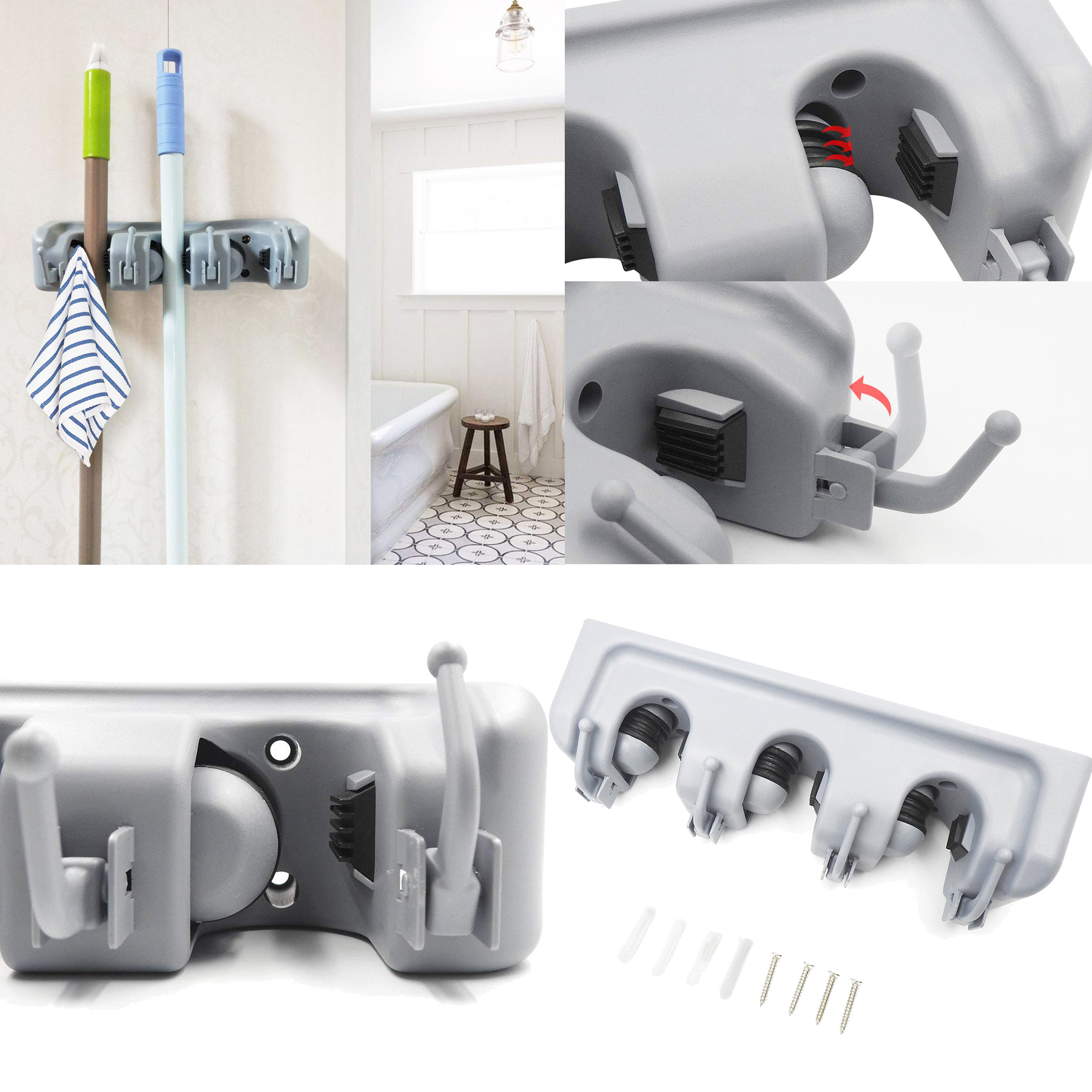 Broom Holder Wall Mount and Garden Tool Organizer 2