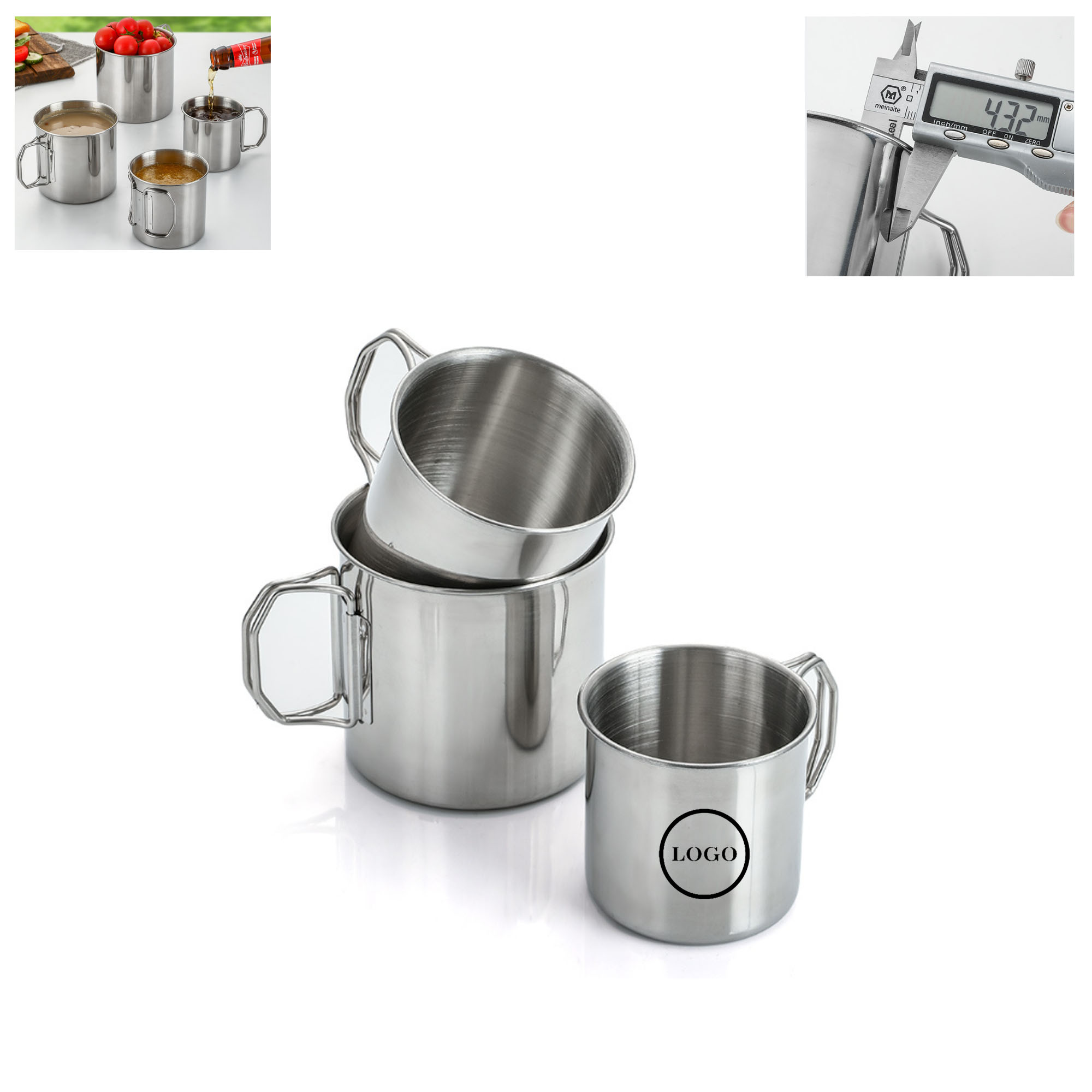 MOQ 100pcs 12oz Stainless Steel Folding Water Cup 1