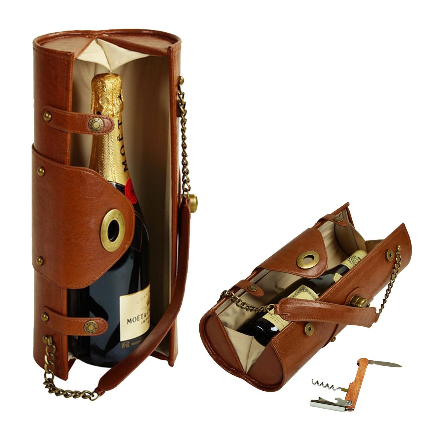 Portable Women's Leather Wine Carrier 8