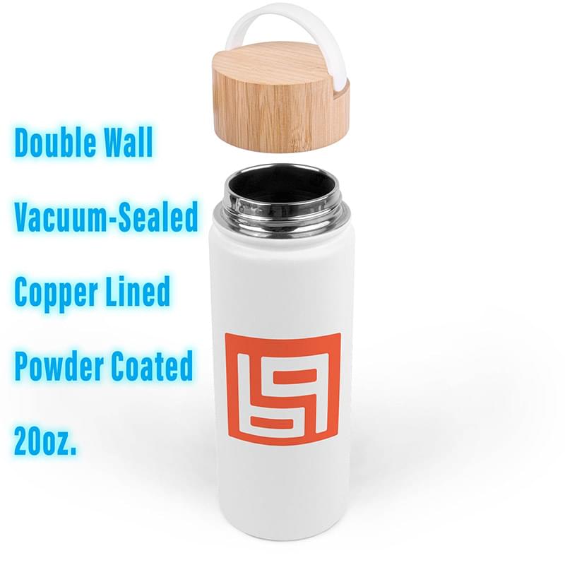 20oz. Vacuum-Sealed Stainless Water Bottle with Bamboo Lid, custom water bottle with logo imprint 4