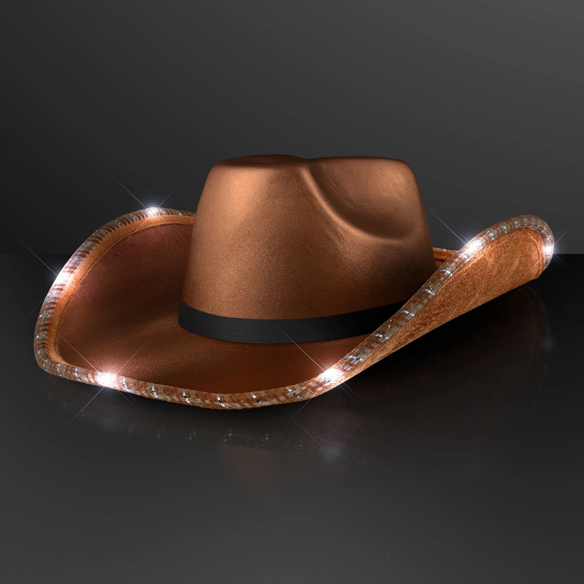 Deluxe Shiny Light Up Cowboy Hat with Black Band 9