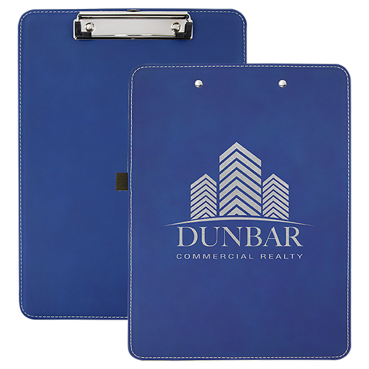 9" x 12 1/2" Blue/Silver Leatherette Clipboard 1