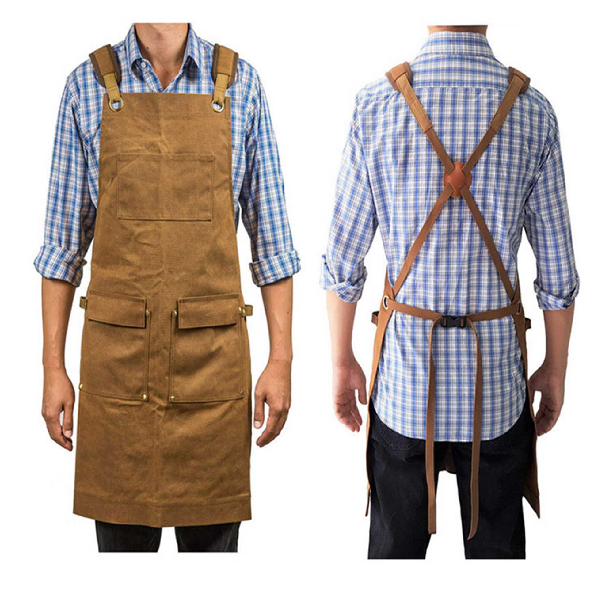 MOQ 20 PCS Functional Thick Canvas Multi Pocket Apron 4