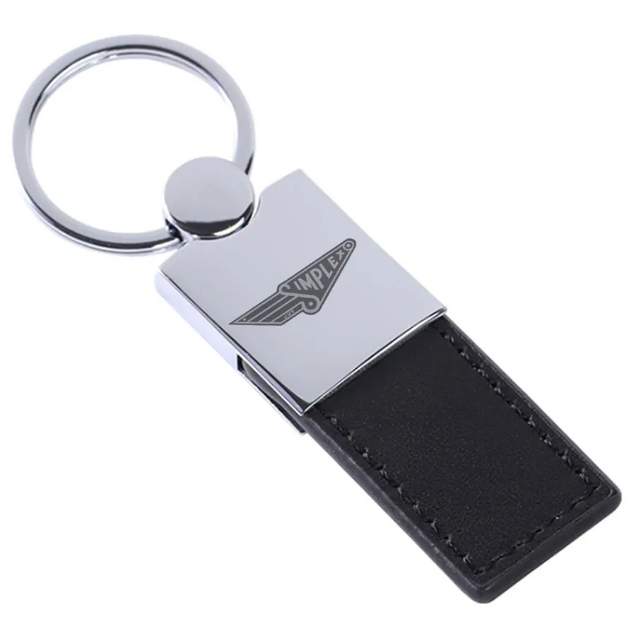 Polished Metal & Leather Keychain 7