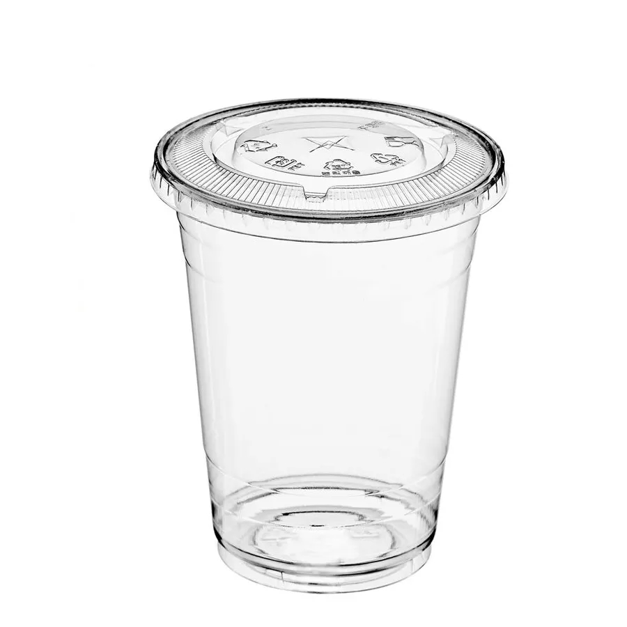 12 oz Disposable Clear Plastic Cups with Lids 4