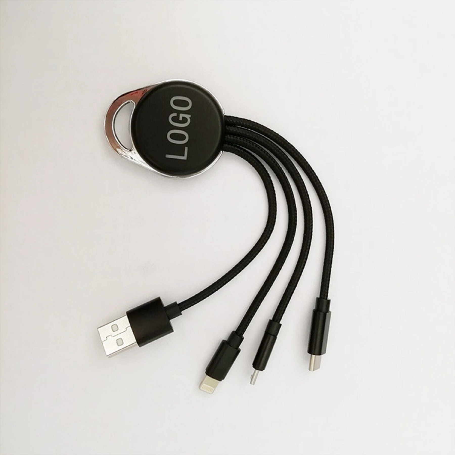 3 in 1 Nylon Charger Cable with LED Logo 2