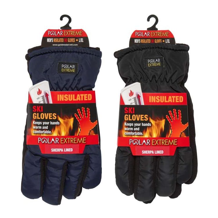 Men's Sherpa Lined Polar Fleece Ski Gloves Assorted 2