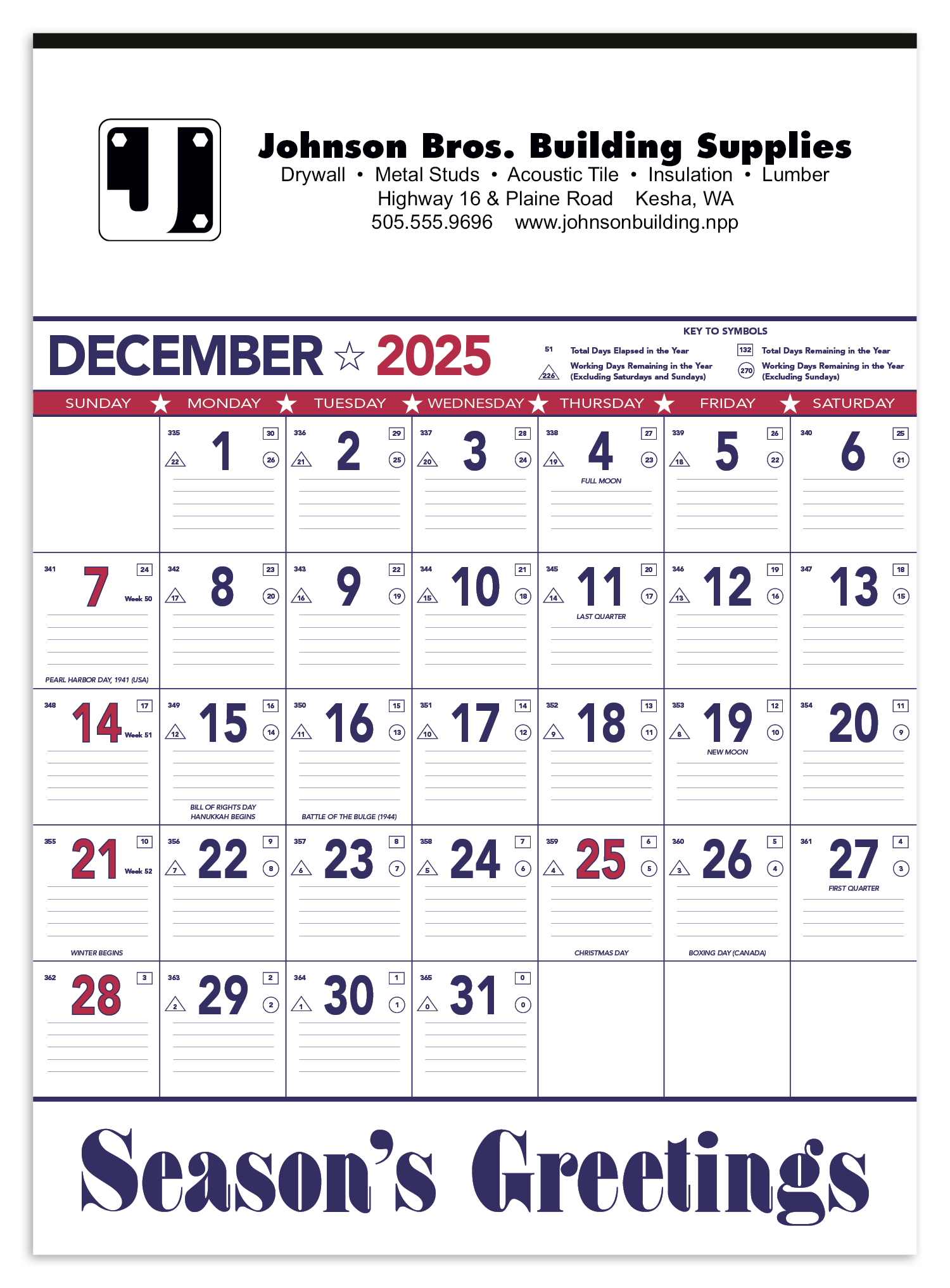 Triumph® Calendars Patriotic Contractor Memo Calendar 6
