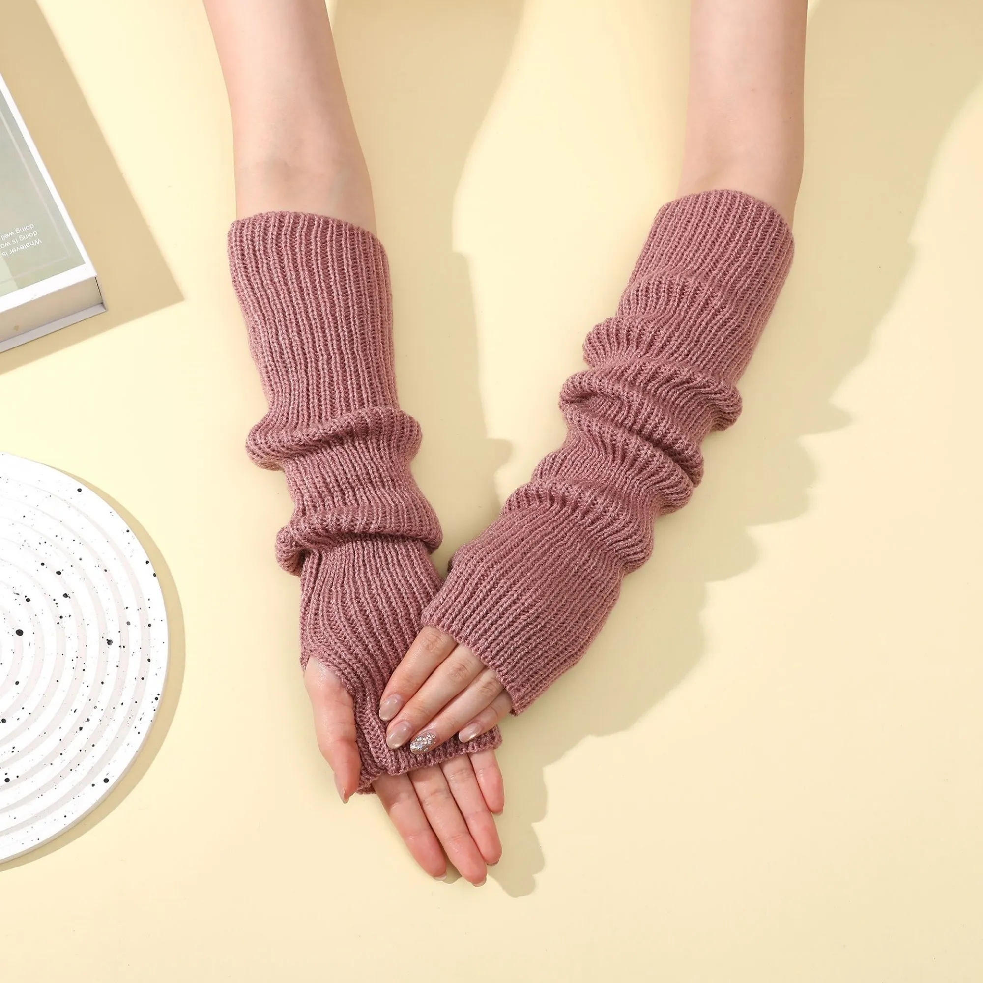 Long Fingerless Knit Winter Arm Warmers 29