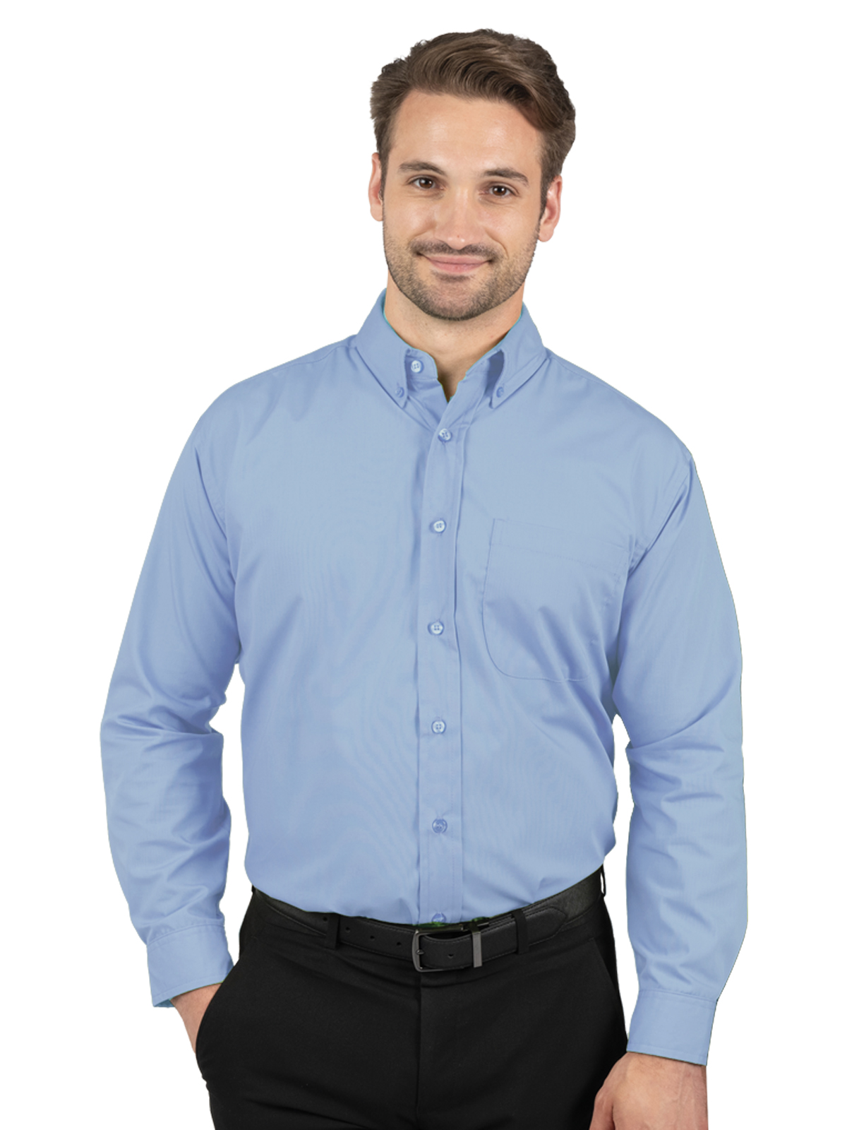 Blue Generation - Men's 1-Pocket Matching Buttons Poplin Shirt 4