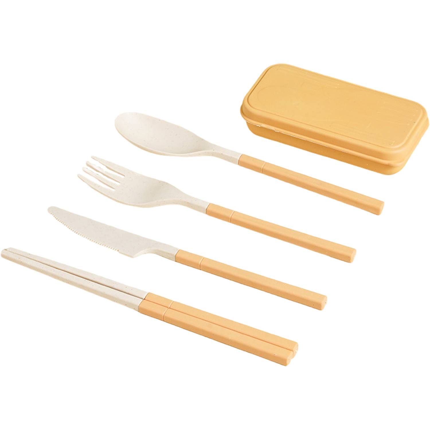 4PCS Eco-Friendly Foldable Wheat Straw Utensil Set w/ Box 7