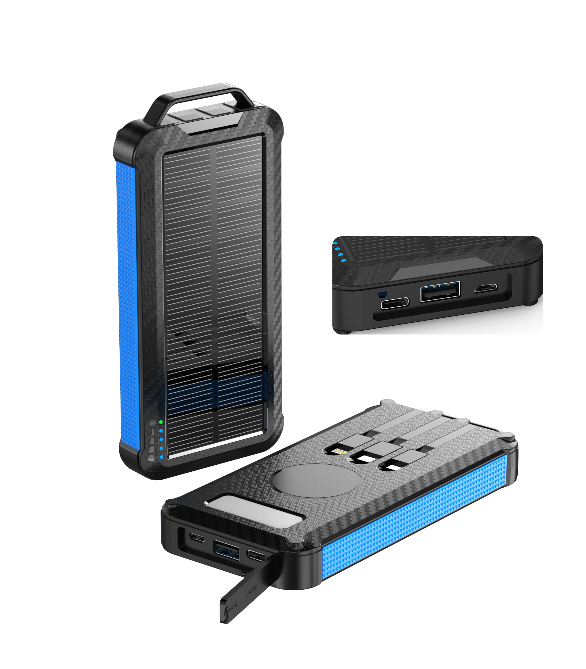 10000mah Solar Power Bank & Wireless Charger Built-in Cable 7