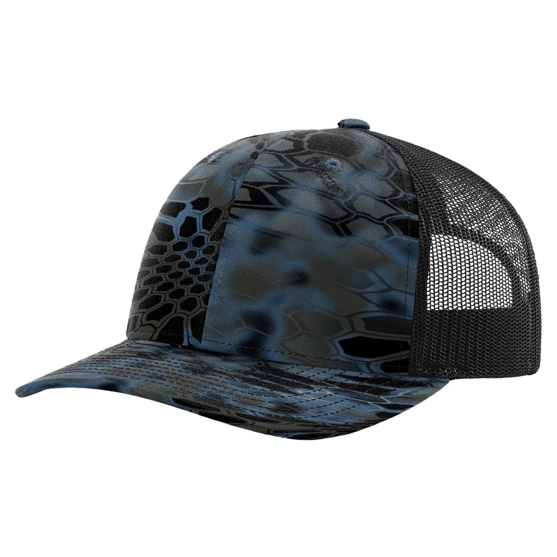 Richardson 112P Printed 6-Panel Snapback Trucker Hat w/Leatherette Adhesive Patches 21