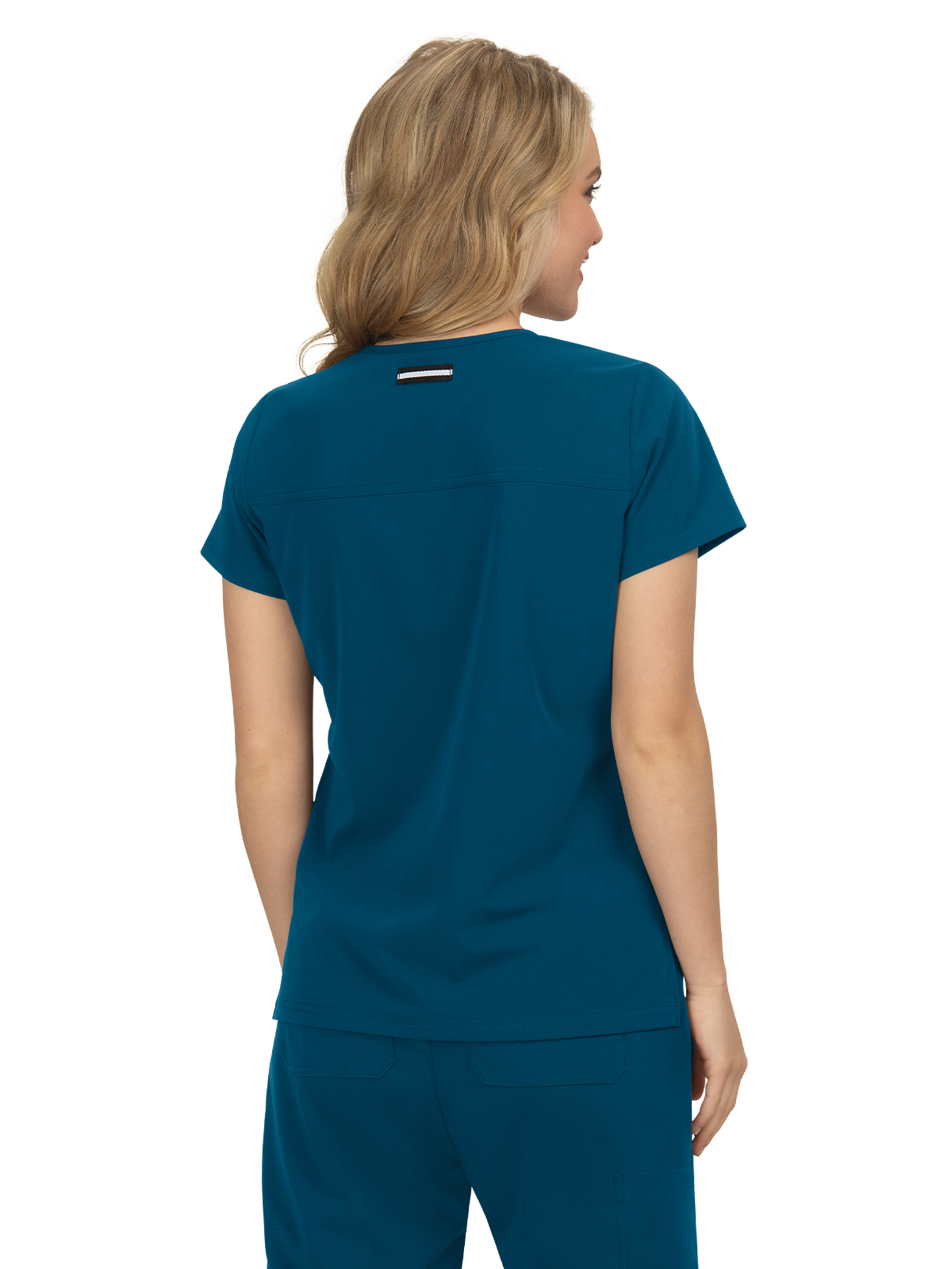 koi - Next Gen - Women's Three-Pocket Wide V-Neck Stretch Hustle and Heart Top 16