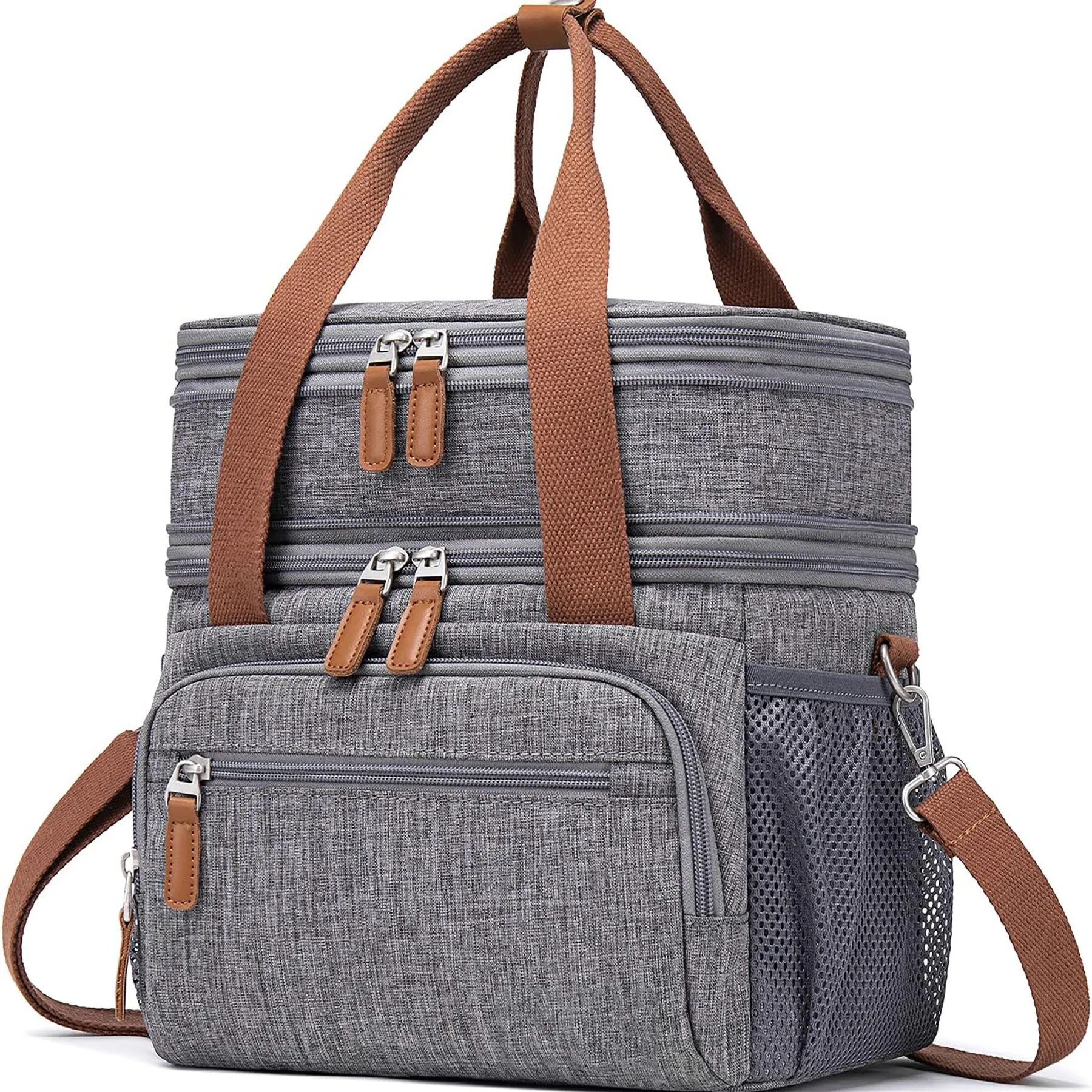 Waterproof Reusable Large Dual Compartment Lunch Bag 2