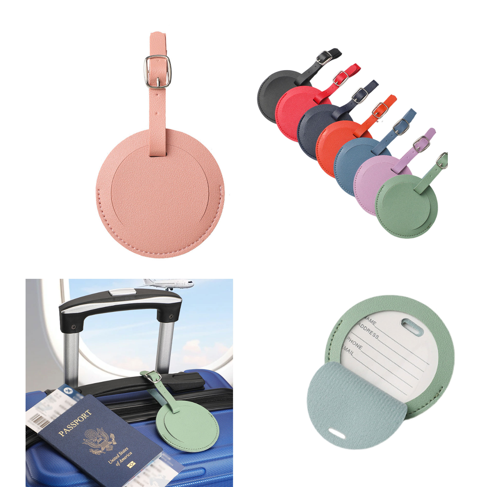 PU Leather Round Luggage Tag 1