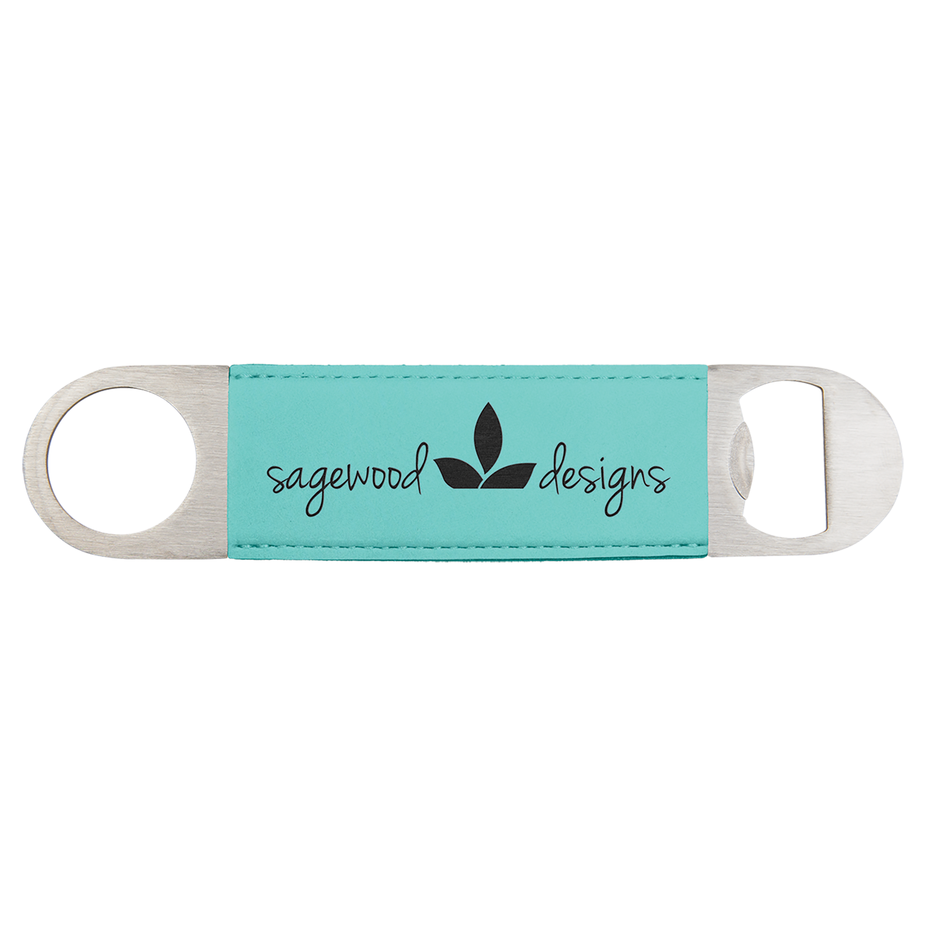 Teal Blue Laserable Leatherette Bottle Opener (1 1/2" x 7") 2