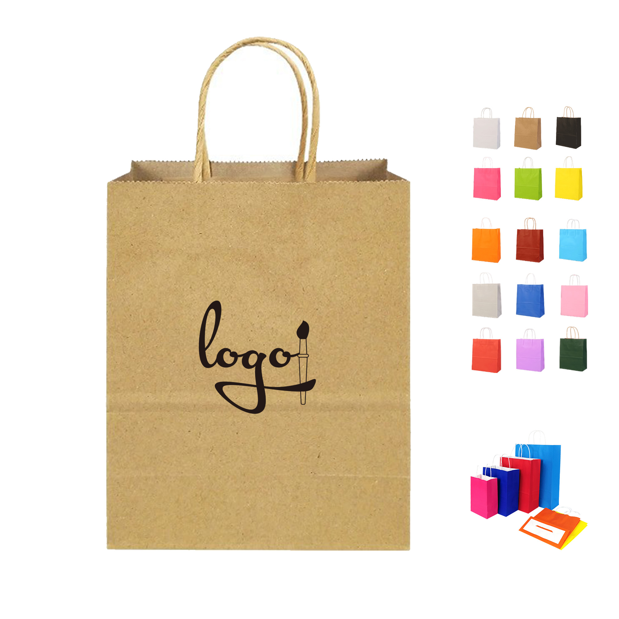Coloured Shopping Kraft Paper Tote Bag 8