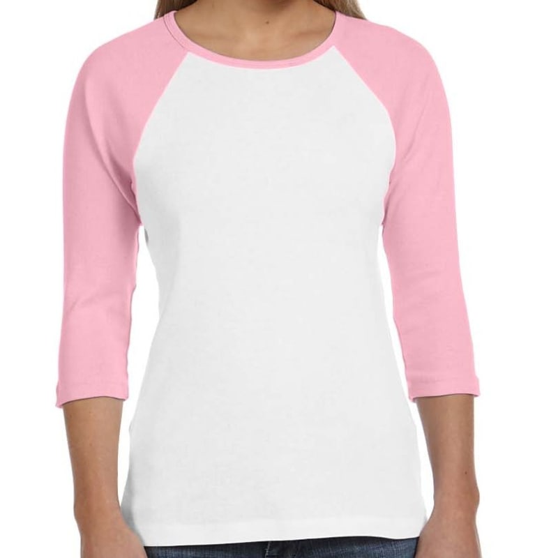 Bella Ladies Stretch Rib 3/4-Sleeve Contrast Raglan T-Shirt 7