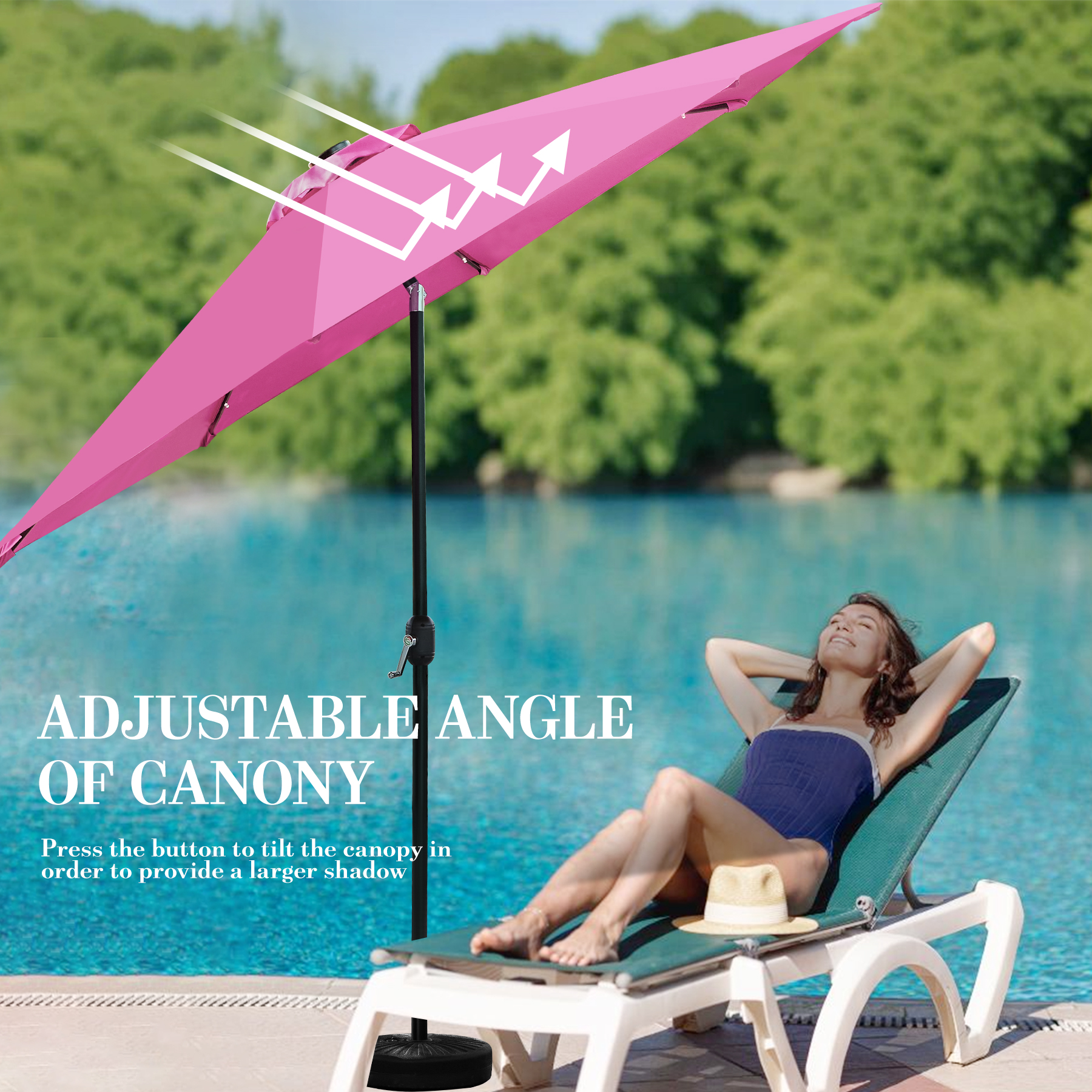 9' Heavy-duty Galvanized Steel Market Umbrella with Solar-powered LED Lights (Full Color) 2