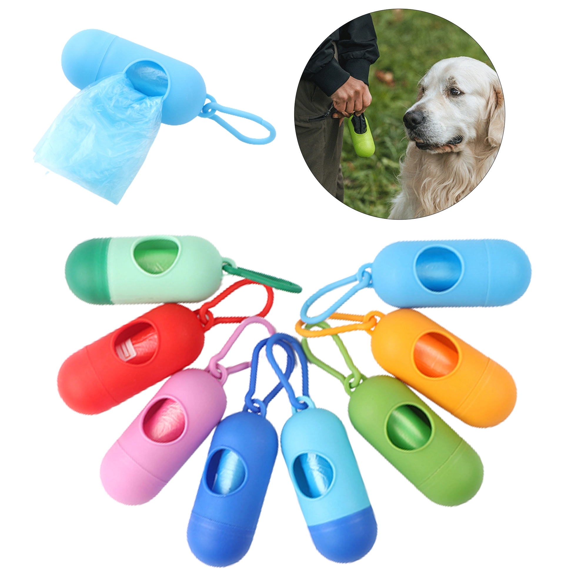 Dog Poop Bags with Dispenser and Leash Clip 2