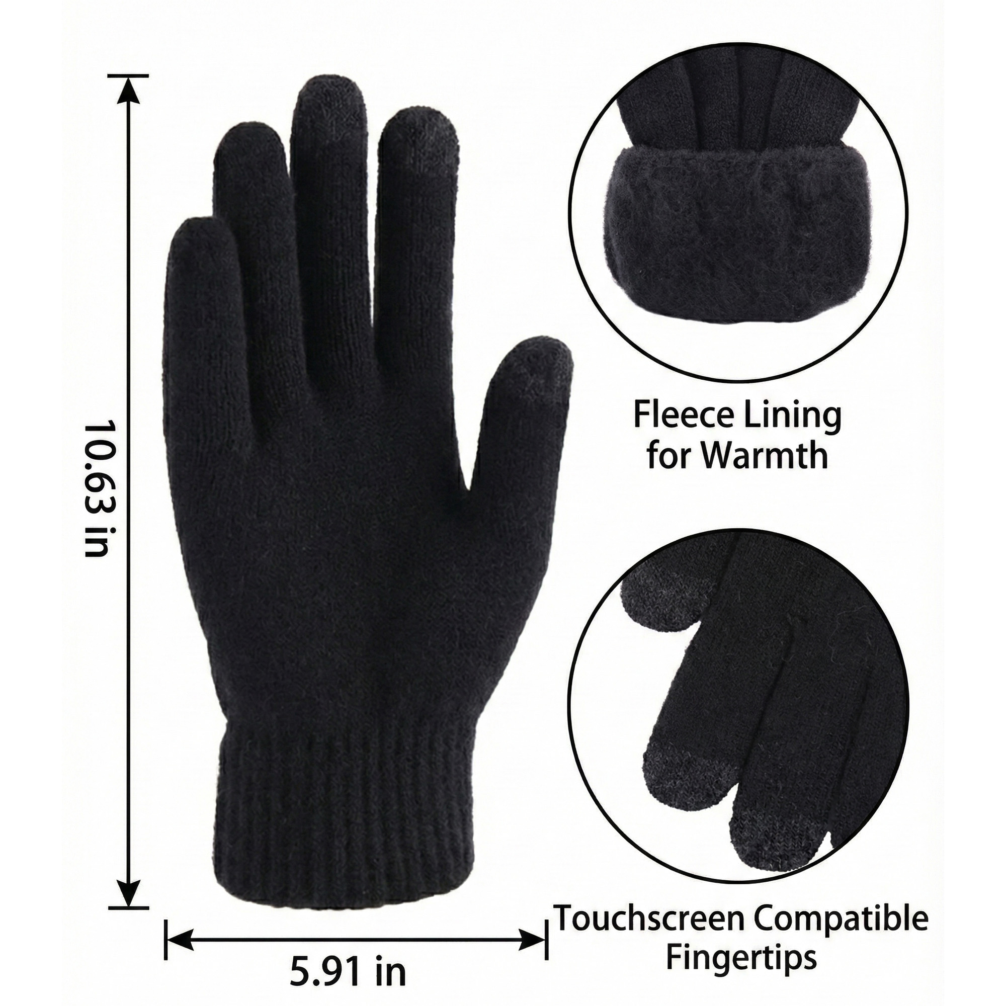 Winter Warm Acrylic Knit Touchscreen Gloves 3