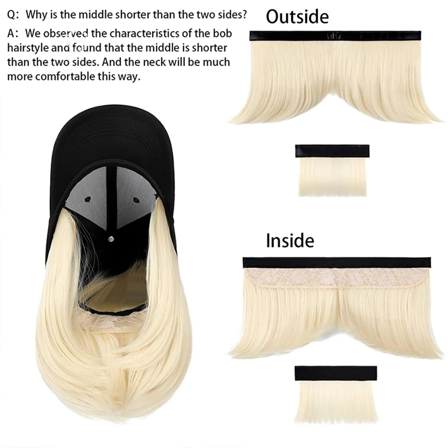 Synthetic Hat with Hair Wig 2