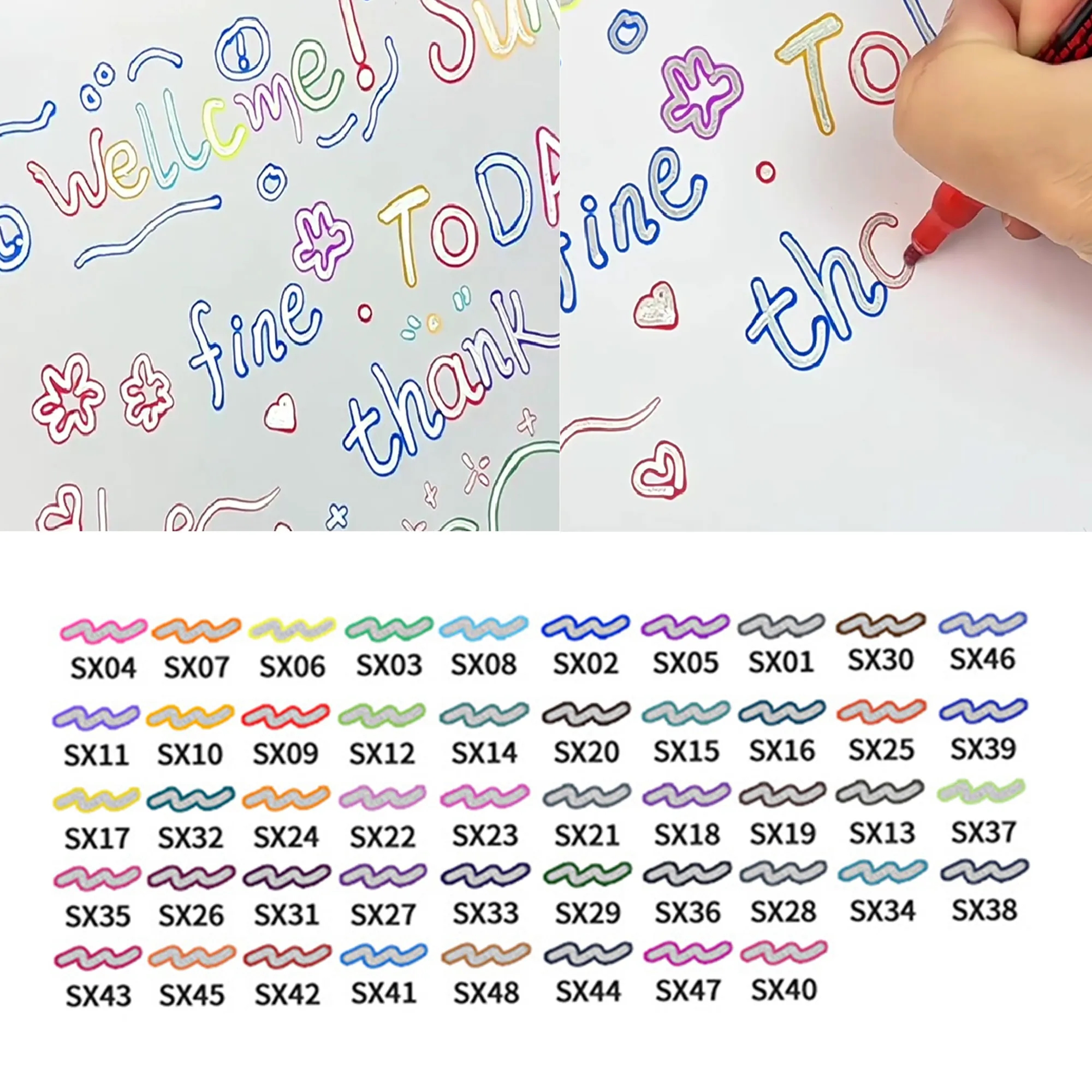 Vibrant Double Line Outline Marker Set For Drawing DIY 5