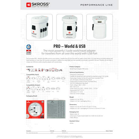SKROSS World Travel Adapter PRO World & USB 44