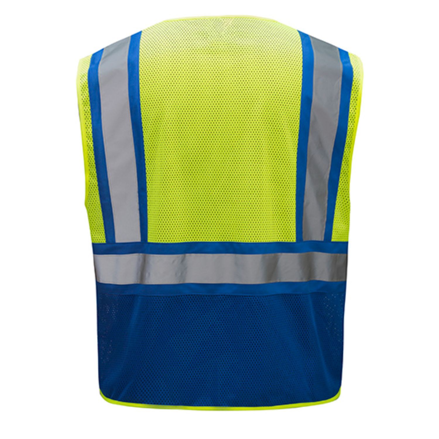 Reflective Class 2 Mesh Blue Bottom Safety Vest With Pockets 3