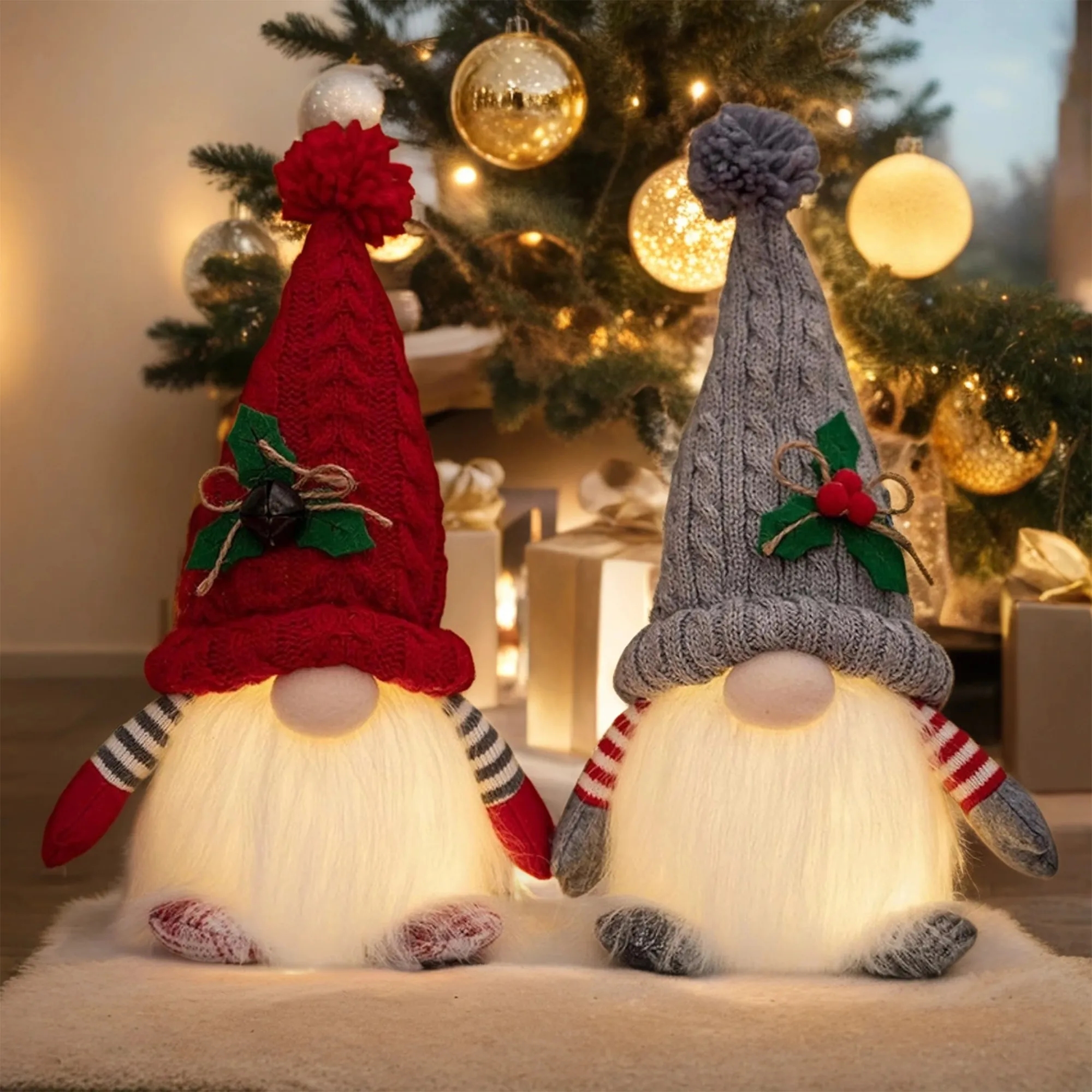 Christmas Plush Snowman With LED Light Up Knit Hat 3
