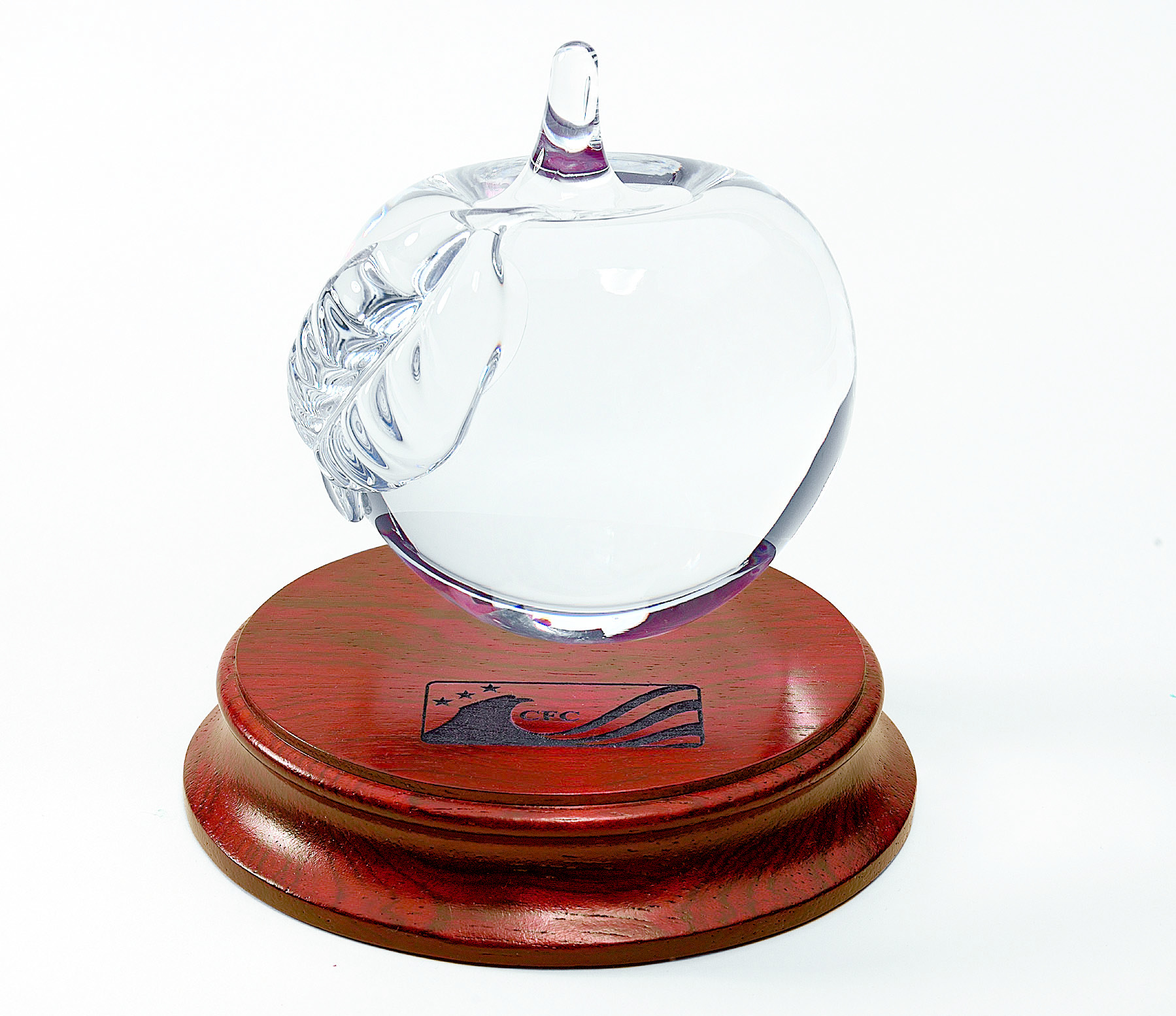 Glass Apple on Solid Rosewood Base
