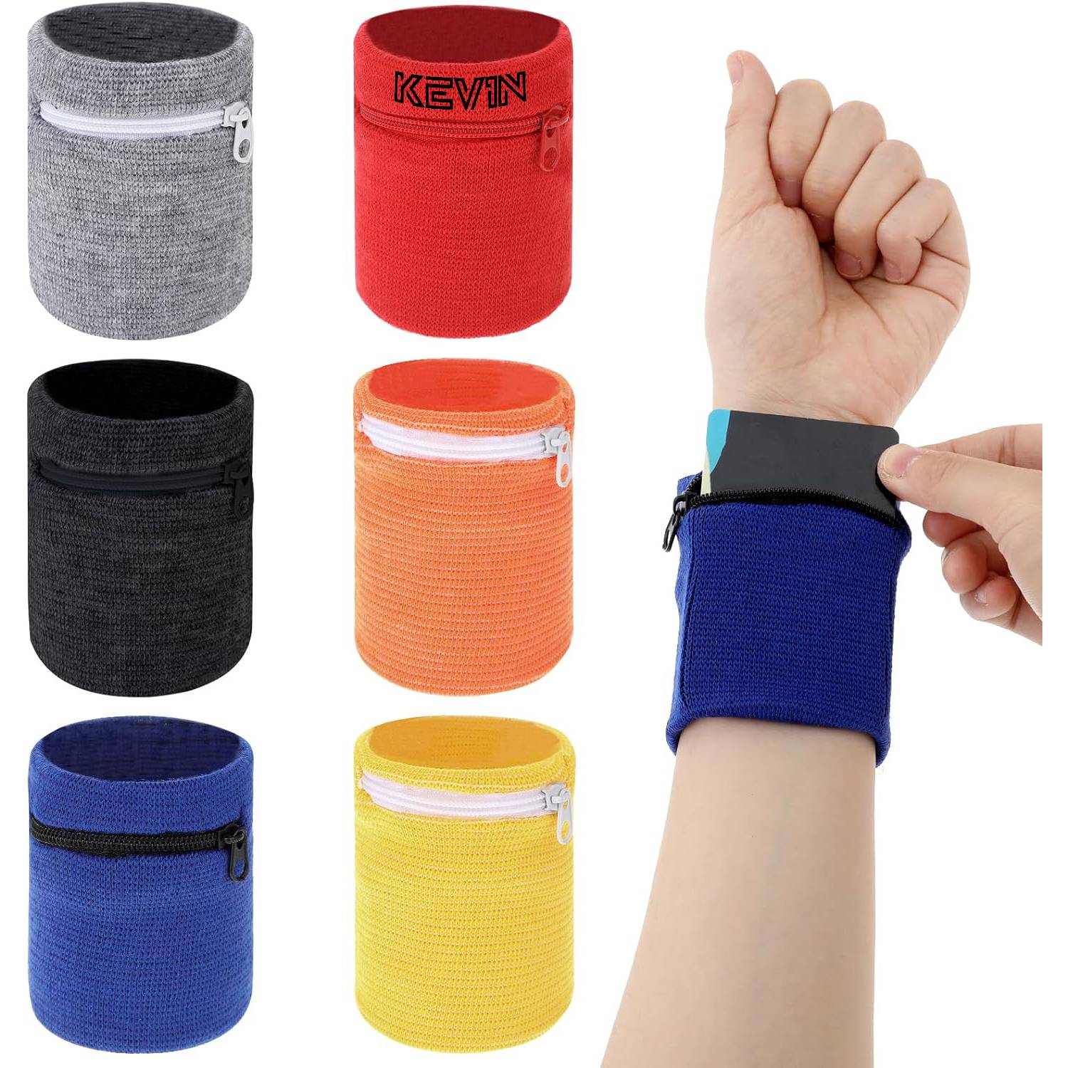 Unisex Sports Polyester Wristbands W/ Zipper Pocket 2