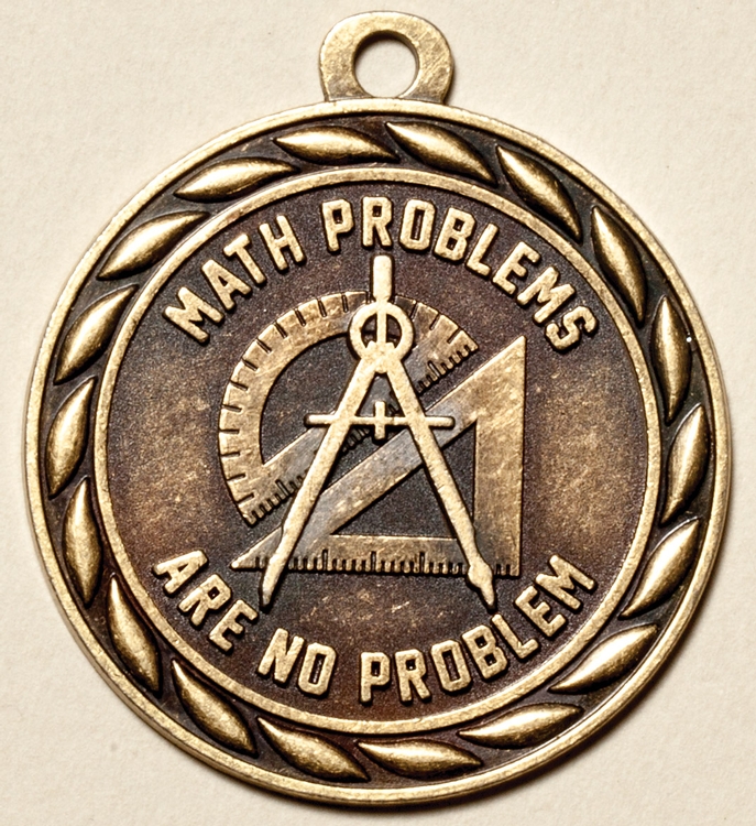 Math Problems are No Problem Medal, 2" 2