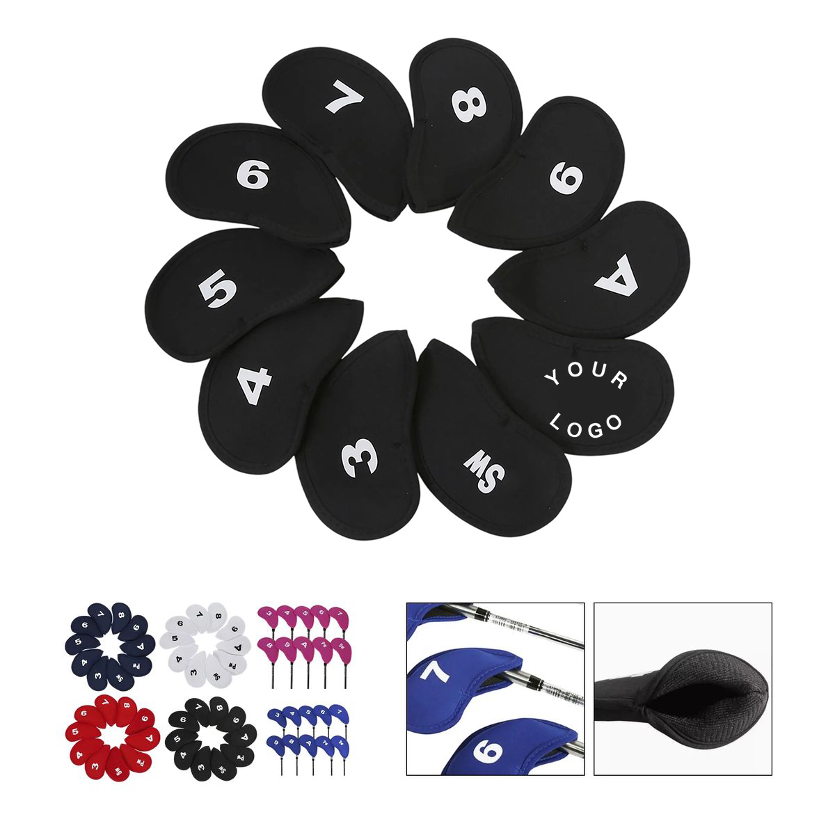 Golf Club Headcover Set 11 Piece Protective Covers 3
