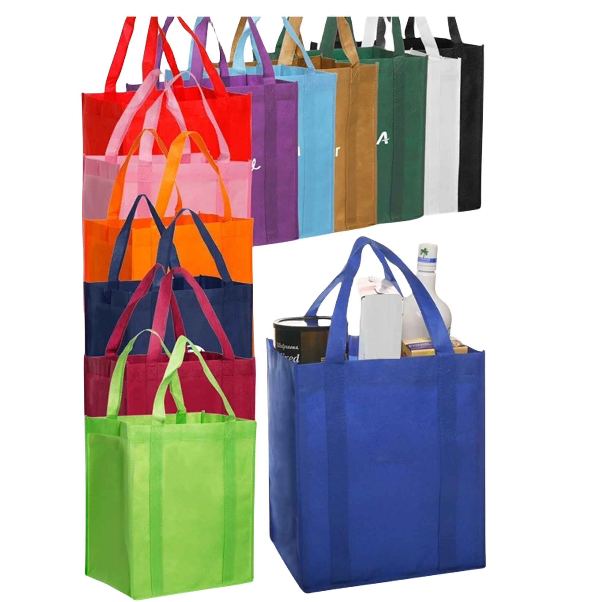 Non-Woven Shopping Tote Grocery Bag (13"L x 10"W x 15"H 2