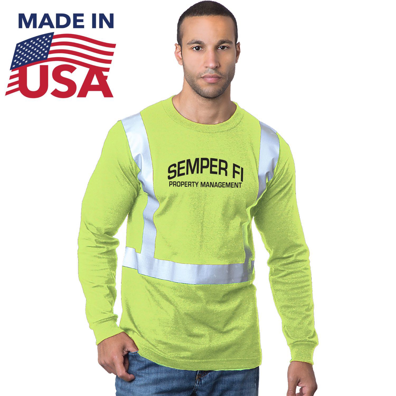 Class 2 USA-Made Poly-Cotton Safety Long Sleeve T-Shirt 2