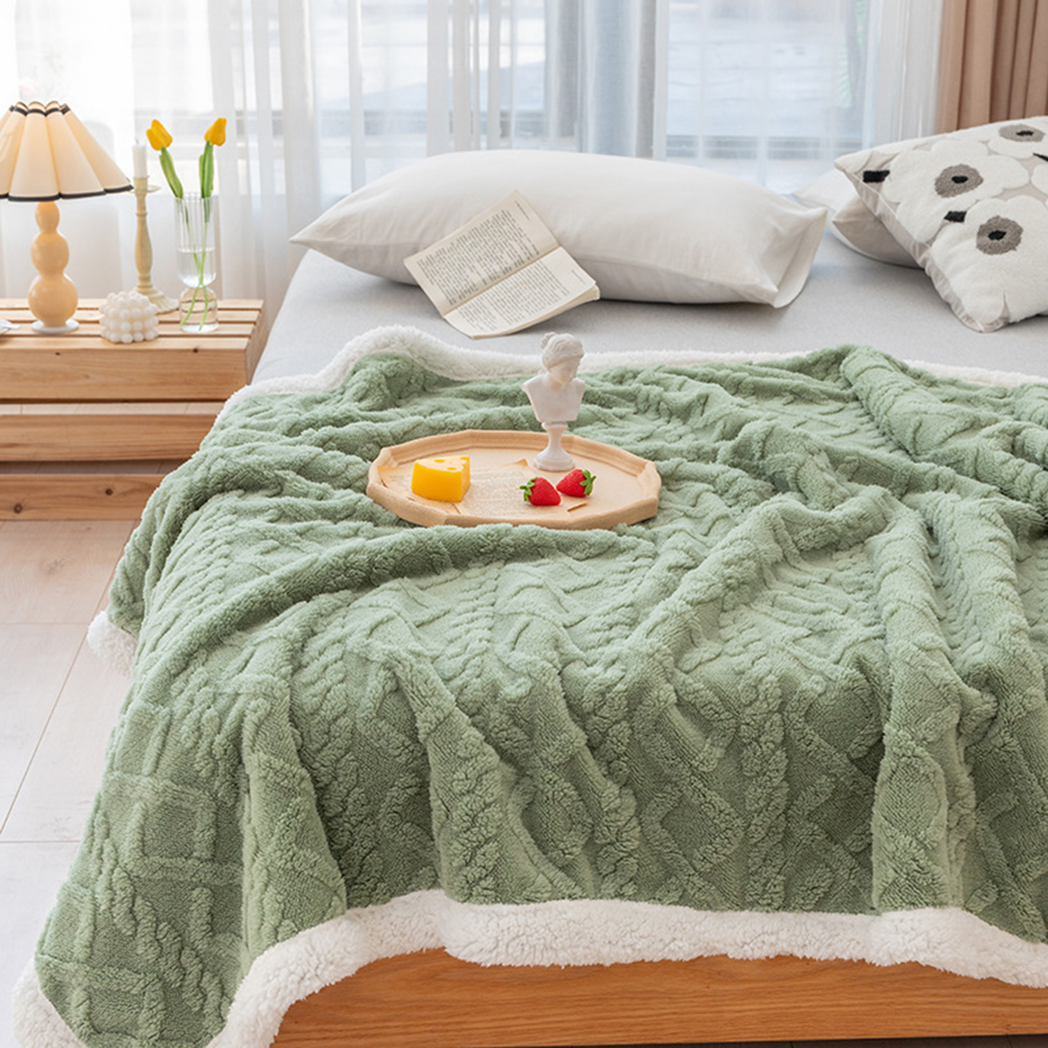 Thick Warm Plush Fleece Reversible Blanket for Bed 3